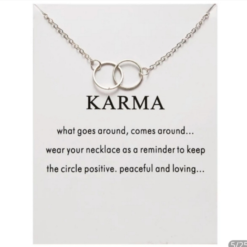 New Karma Double Circle Necklace - Picture 2 of 3